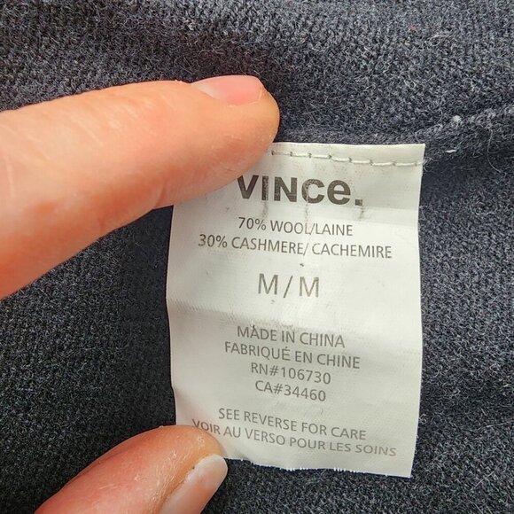 VINCE Colorblock Wool Cashmere Oversized Sweater Cream Black Gray - Picture 4 of 4